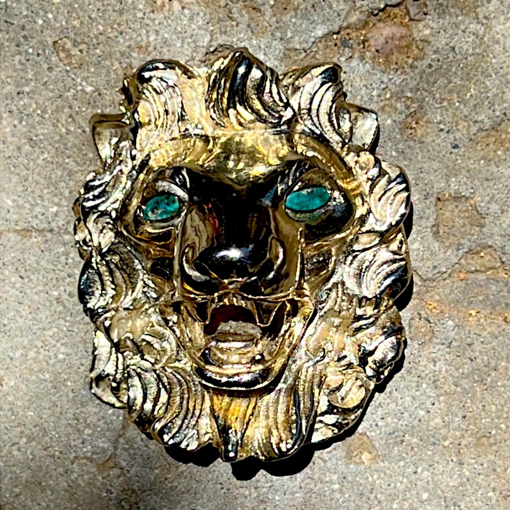 Judith Leiber Lion Head Brooch